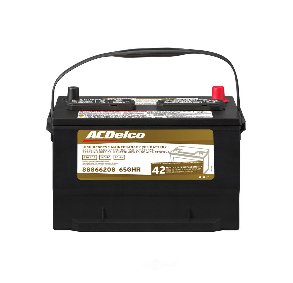 ACDelco Gold Series High Reserve Maintenance Free Battery 12 Volt Group 65 850 CCA CA 1000 42 Month Warranty ACDelco 65GHR