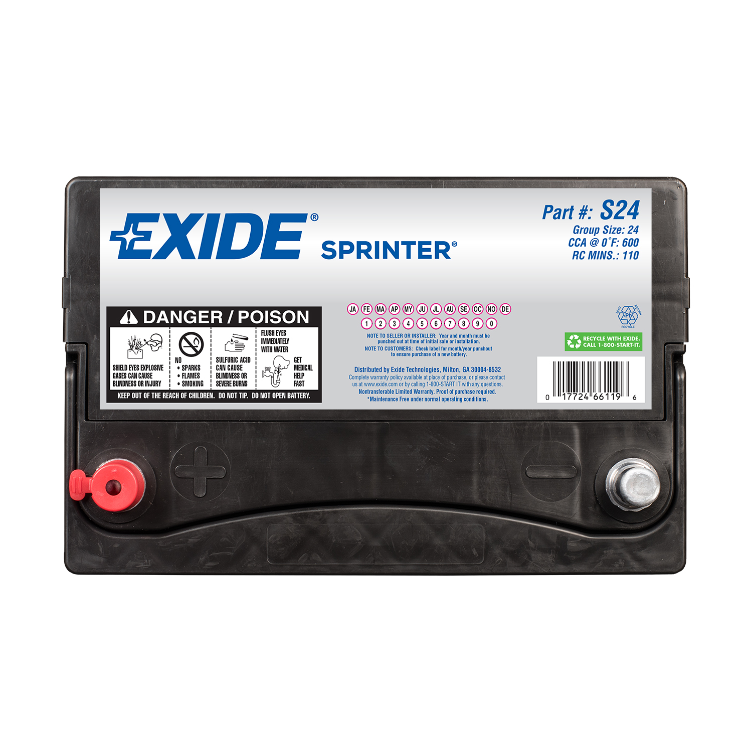 Exide S24 Group 24 12 Volt CCA 600 Exide S24
