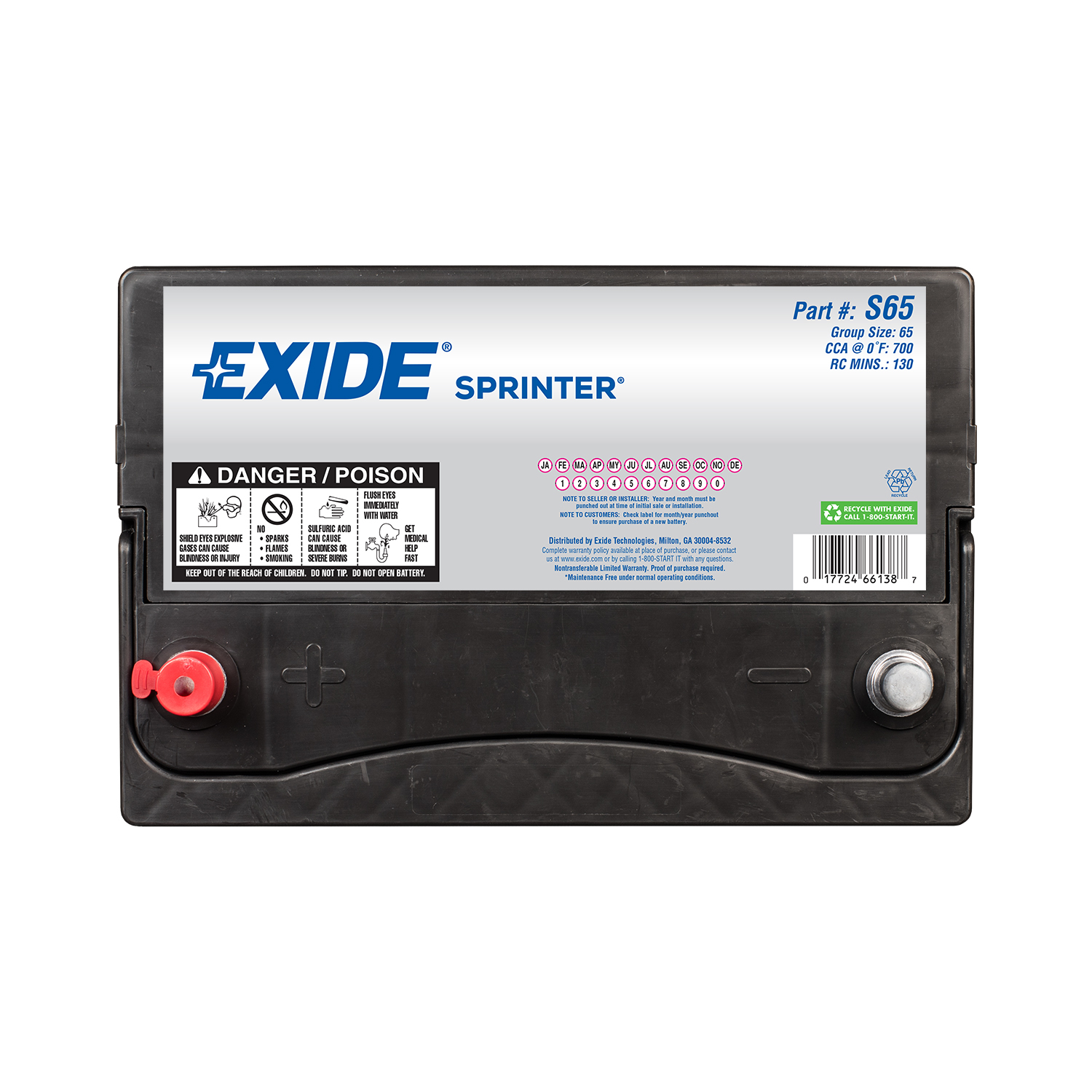 Exide S65 Group 65 12 Volt CCA 700 Exide S65