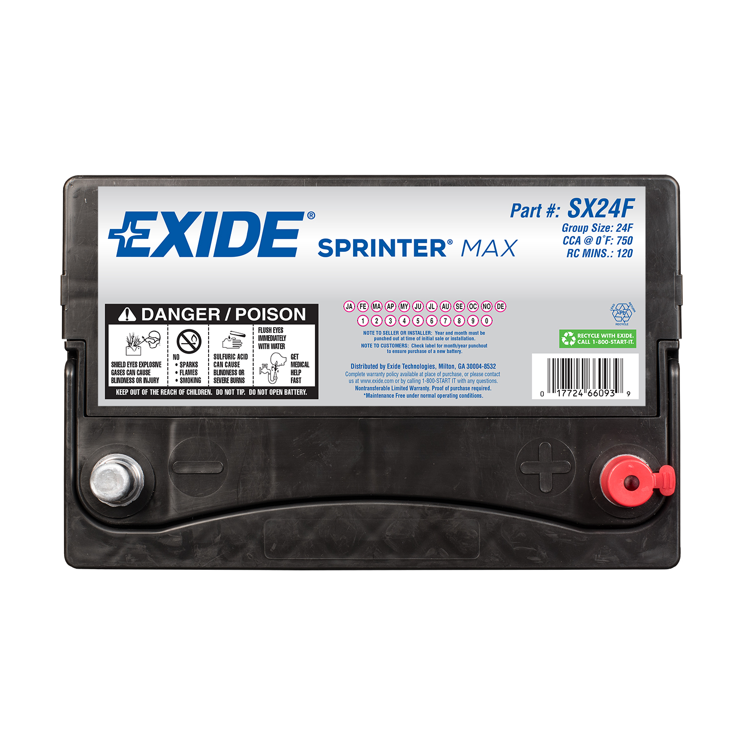 Exide SX24F Group 24F 12 Volt CCA 750 Exide SX24F