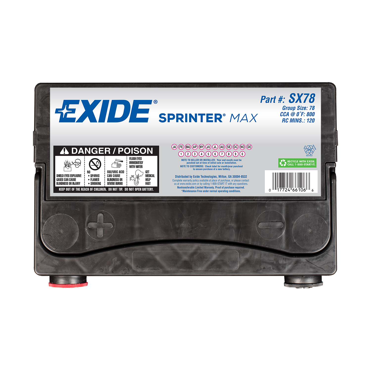 Exide Sprinter Max Extreme SX78, image size:1500x1500