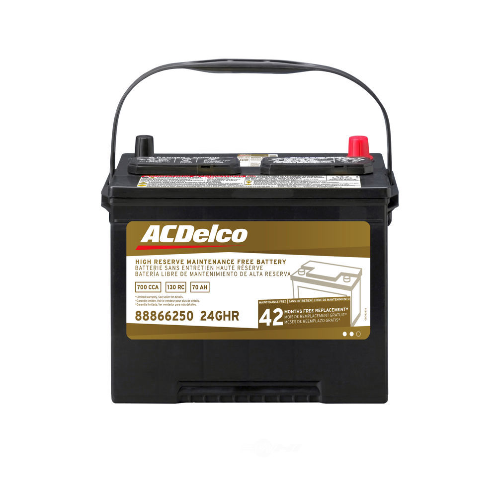 ACDelco Gold Series High Reserve Maintenance Free Battery 12 Volt Group 24 700 CCA CA 875 42 Month Warranty ACDelco 24GHR